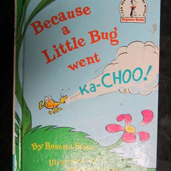 1975 THE CAT IN THE HAT BEGINNER BOOKS BECAUSE A LITTLE BUG WENT KA-CHOO HC BOOK - Picture 2 of 5